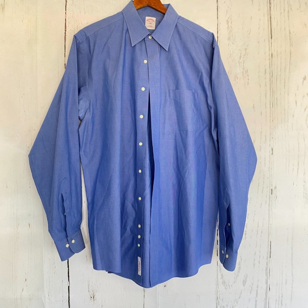 BROOKS BROTHERS Mens Blue Button Up Shirt 16.5 6/7
